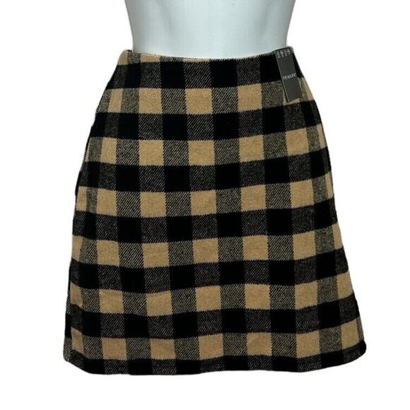 Primark Buffalo Plaid Mini Skirt Sz 4 Wool Blend Back Seam Zipper New - Picture 3 of 8